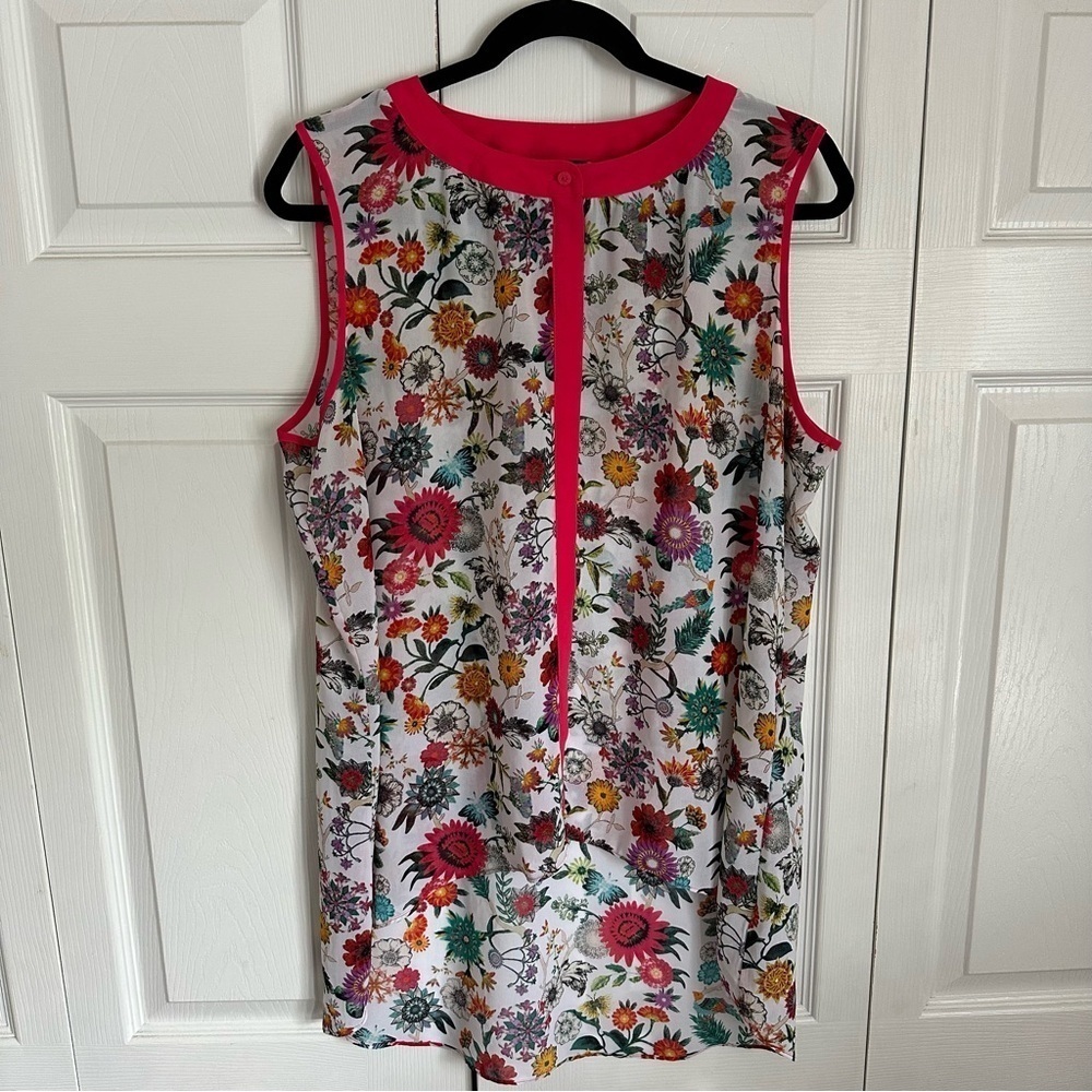 Nicole Miller Womens XL Sleeveless Floral Tunic Flowy Boho Bloomcore Lightweight